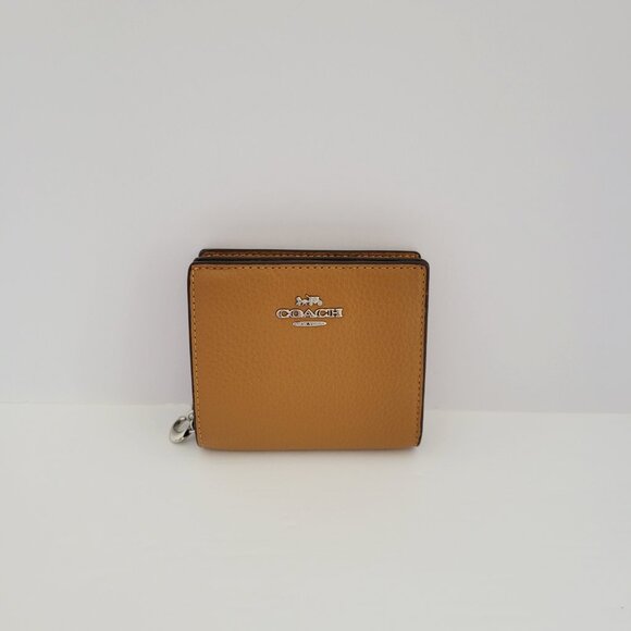 Coach C2862 Pebbled Leather Snap Wallet Clutch Light Saddle - Picture 2 of 7